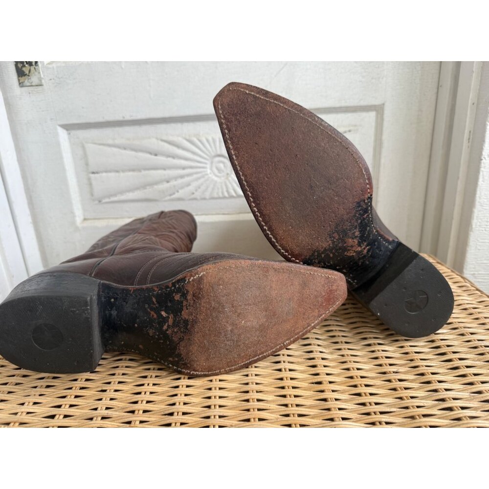 Vintage 80's Texas Brand Mens Western Boot Size 10D Leather - Picture 6 of 16